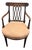 Late 20th Century Neoclassical Mahogany Finish Open Arm Accent Chair With Damask Upholstery For Sale