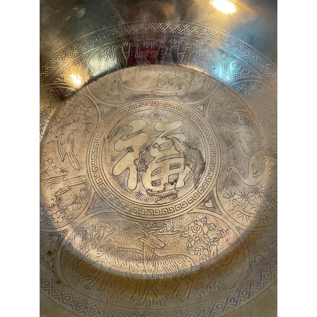 Vintage Brass Etched Bowl For Sale - Image 4 of 12