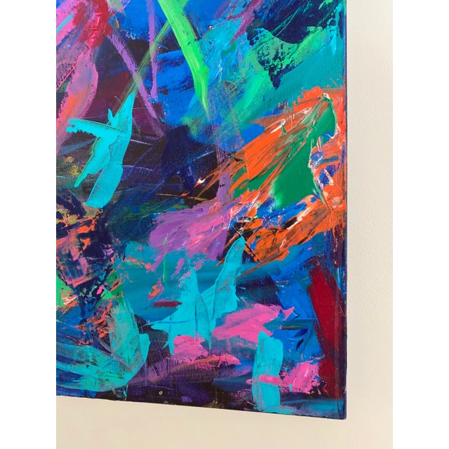 1970s Vintage Abstract Acrylic on Canvas Painting For Sale In New York - Image 6 of 7