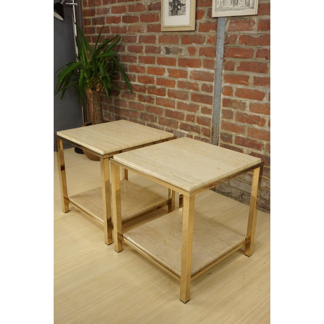You will be captivated by the charm, elegance, and presence of this pair of side tables, featuring a 23-karat gold-plated...
