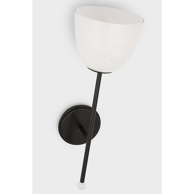 AERIN for Visual Comfort Signature Brisa 20" Torch Sconce in Bronze with White Strie Glass Shade For Sale In Houston - Image 6 of 9