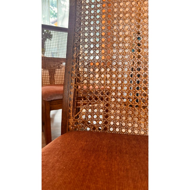 1970's Bernhardt Mid-Century Modern Oak & Cane High Back Dining Chairs - Set of 6 For Sale - Image 9 of 12