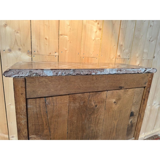 Brown Louis XIV Style Plinth Wardrobe in Oak and Marble For Sale - Image 8 of 9