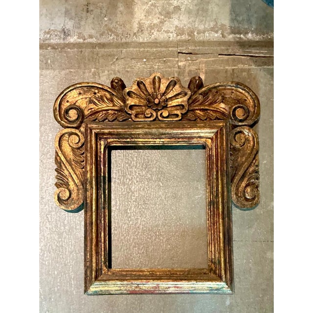Vintage Spanish Carved Wood Gilt Frame For Sale - Image 10 of 12