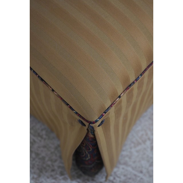 Pair of Upholstered Skirted Parsons Host High Back Chairs For Sale - Image 10 of 18