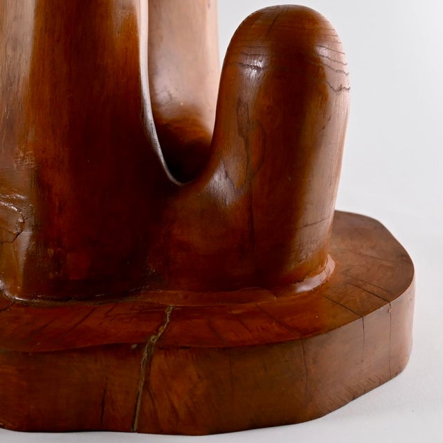 Eva Martino (1960s) Biomorphic Wooden Sculpture, Large and Heavy Piece, Full Restoration For Sale - Image 4 of 7