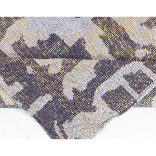 Early 21st Century Contemporary Abstract Blue Purple Flat Weave Rug by Doris Leslie Blau For Sale - Image 5 of 7