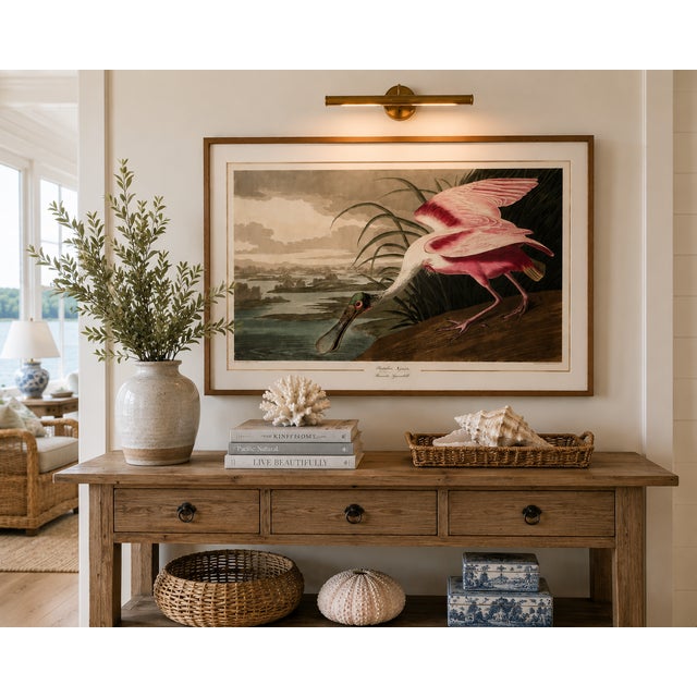 Illustration Roseate Spoonbill by John James Audubon, Vintage Art Print Reproduction, 60" × 40" For Sale - Image 3 of 6