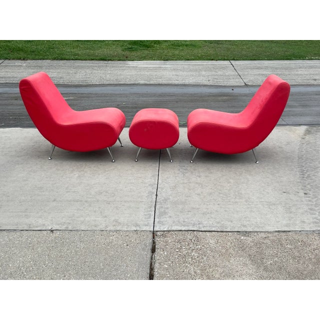 Mid-Century Modern Mid Century Modern Lounge Chairs & Ottoman - 3 Pieces For Sale - Image 3 of 11