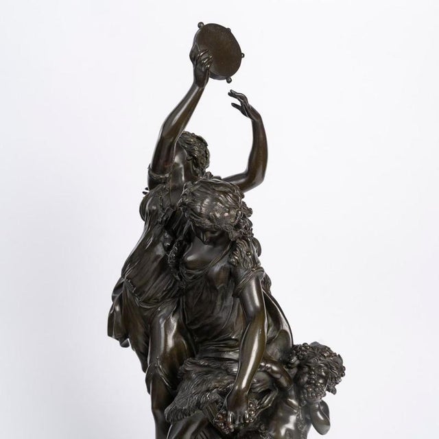 Large Napoleon III Bronze Sculpture with Marble Base from Clodion For Sale - Image 5 of 12
