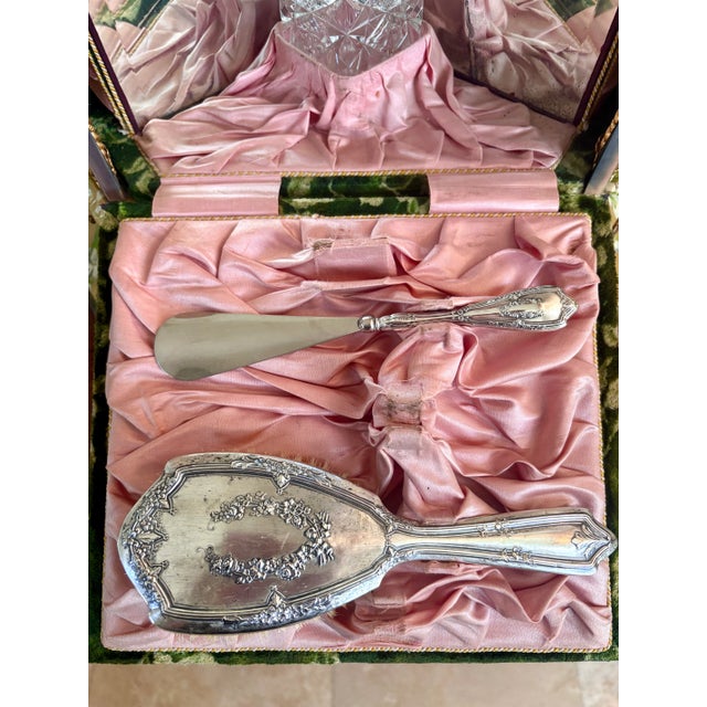 Forest Green Magnificent Monumental Large Antique Gilded Age Victorian Lady’s Vanity Music Box For Sale - Image 8 of 16