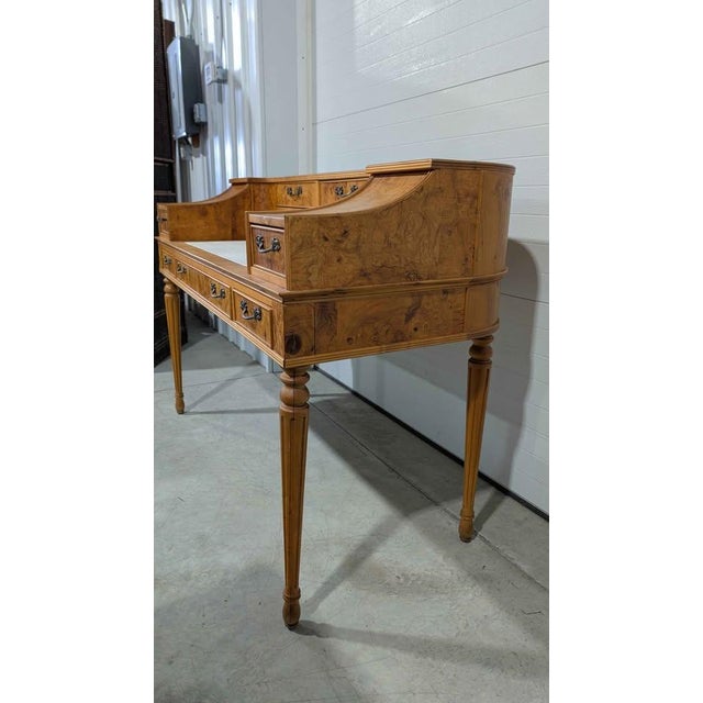 Mid-Century Modern Vintage American of Martinville Burlwood Writing Desk For Sale - Image 3 of 10