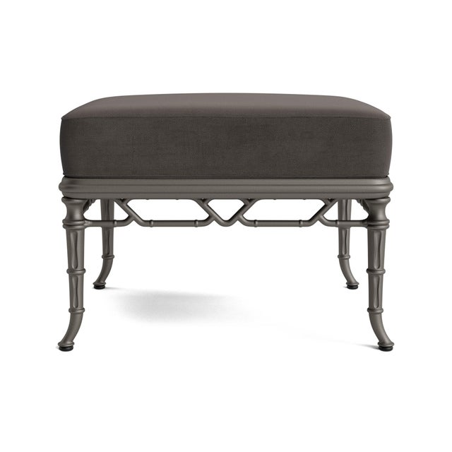 Contemporary Brown Jordan Calcutta Ottoman, Mica frame with Fusion Charcoal fabric For Sale - Image 3 of 11