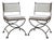 Pair of Vintage Turkish Curule-Leg Powder Coated Cast Iron Patio Chairs For Sale