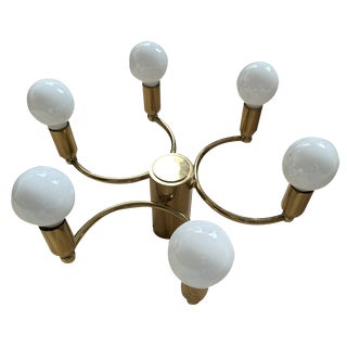 German Gold Metal Ceiling Lamp, 1980s For Sale