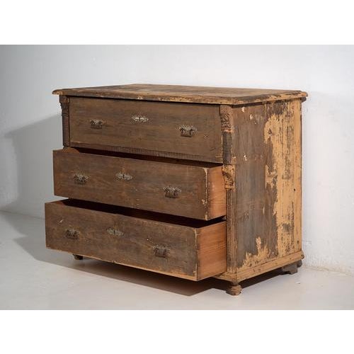 Wood Vintage Chest of Drawers with Dark Patina, 1920 For Sale - Image 7 of 11