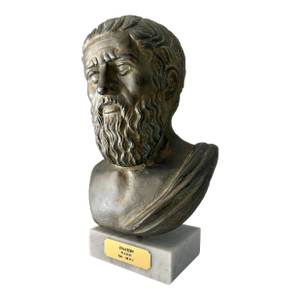 Mid 20th Century Vintage Plaster Bust of Plato, Athenian Philosopher, Atop Marble Base