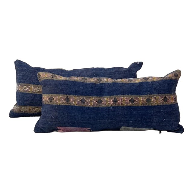 Contemporary Big Blue and Pink Pillow Covers - a Pair For Sale