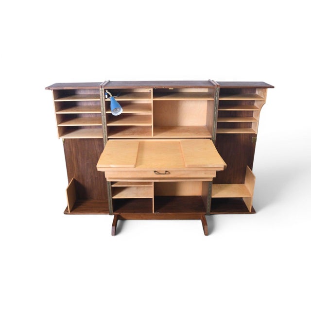 German Walnut "Desk in a Box" Home Office Cabinet, 1960s For Sale - Image 12 of 17