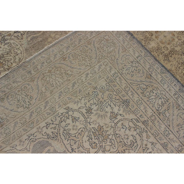 Coffee Distressed Turkish Rug With Floral Design in Taupe, Gray, Brown and Ivory For Sale - Image 8 of 9