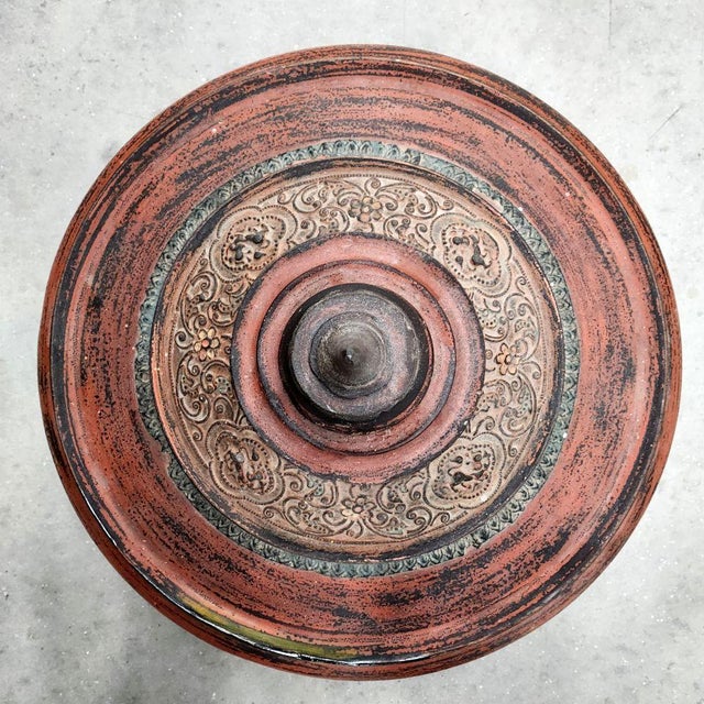 Red Late 20th Century Shan (Burma) Burmese Lacquer Hsun Ok (Food Offering Vessel) For Sale - Image 8 of 12