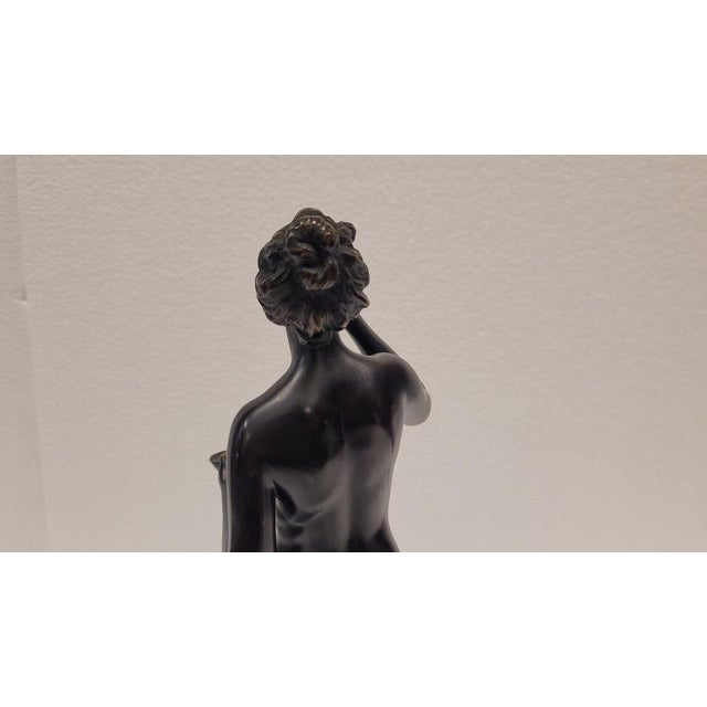 German Artist, Art Nouveau Woman Blowing Bubbles, Bronze and Marble, 1920s For Sale - Image 15 of 18