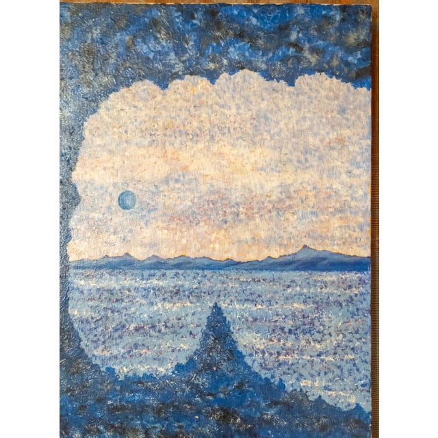 Mid-Century Modern Mid-Century Modern Abstract Surrealist Landscape Painting, Signed For Sale - Image 3 of 7