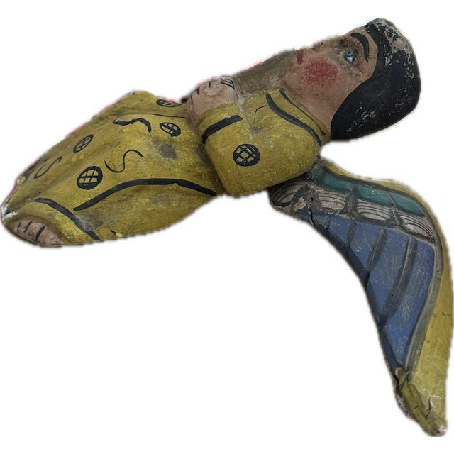 1960s Vintage Spanish Colonial Style Mexican Nashua Artisan Hand Carved Wood Angel For Sale - Image 5 of 7