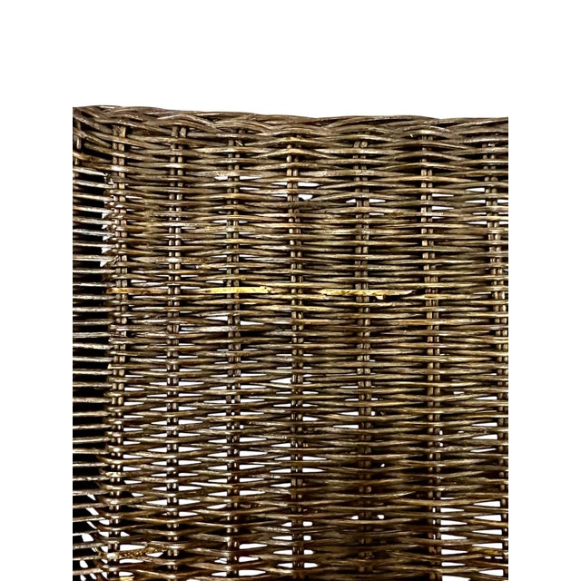 Vintage Woven Rattan & Bamboo Stool With Sculptural Loop Base For Sale - Image 10 of 18