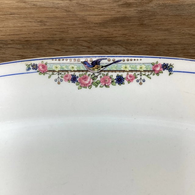 Antique Carrollton Clt73 Large 15 Inch Oval Serving Platter With Bluebirds For Sale In Detroit - Image 6 of 12