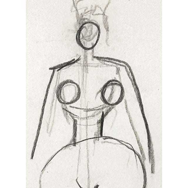 This beautiful small vintage French graphite figure sketch, rendered on paper, showcases energetic and abstracted strokes...