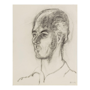 Manfred Schwartz Portrait of Man Charcoal on Paper