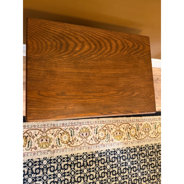 Victorian Antique Eastlake Victorian Oak Parlor Side Table With Carved Pedestal Base and Acorn Finial For Sale - Image 3 of 15