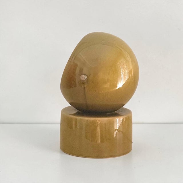 Metal Vintage Space Age Table Lamp in Olive Green Ceramic, Italy, 1970s For Sale - Image 7 of 12
