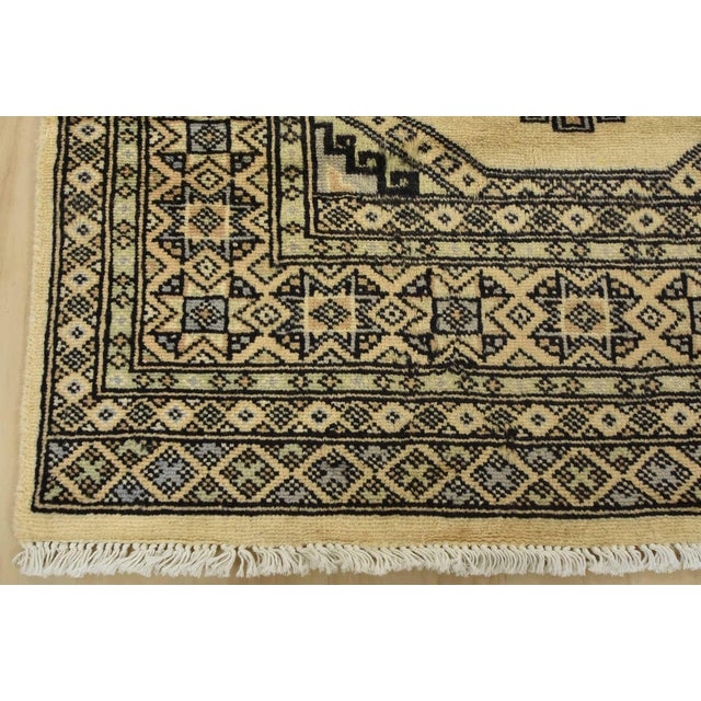 Bokhara Jaldar Rug 3’11” X 5’9” Beige Wool Tribal Hand-Knotted Oriental Carpet For Sale - Image 9 of 12