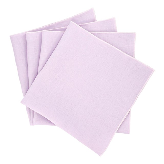 Purple Linen Napkins, Set of 4 For Sale