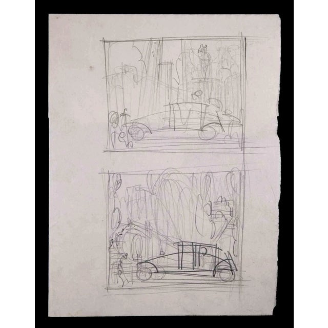 Sketches of a Car is an Original Pencil Drawing realized by an Unknown artist in mid-20th century. Good condition on a...