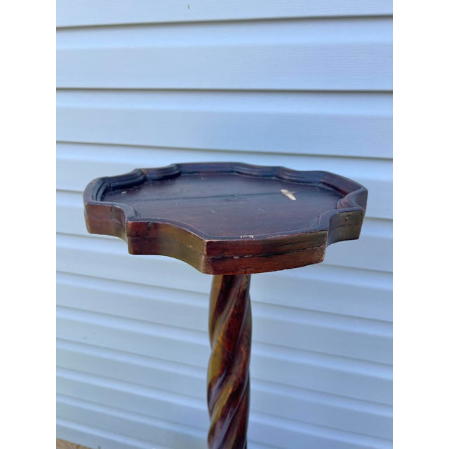 Art Nouveau Vintage Wood Plant Stand Pedestal For Sale - Image 3 of 9