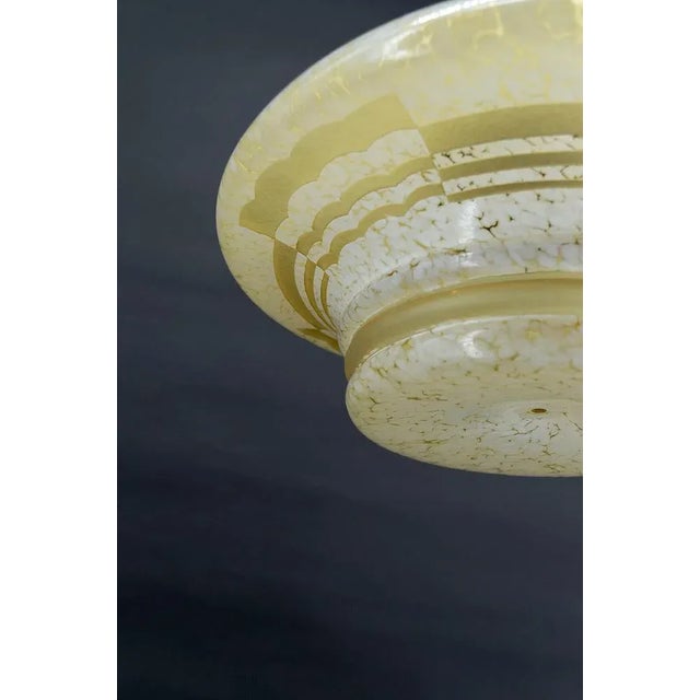 Metal Modern Art Deco Pendant Light in Acid-Etched Glass, 1930 For Sale - Image 7 of 10