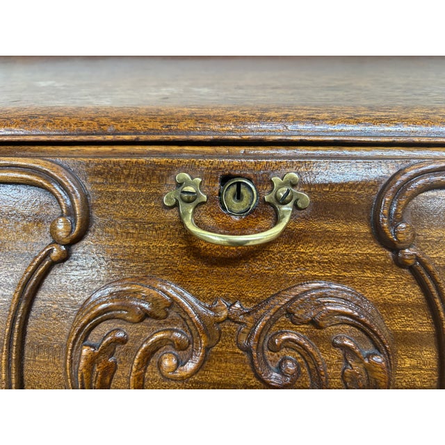 Late 20th Century Vintage Victorian Style Carved Fall Front Drop Front Secretary Desk For Sale - Image 5 of 12