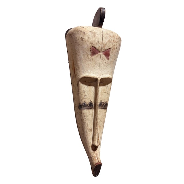 African Vintage Large Fang Mask Elongated Face Gabon African Mask 29.5" H For Sale - Image 3 of 5