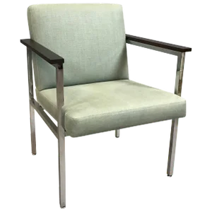 Mid-Century Modern Upholstered Chrome Armchair