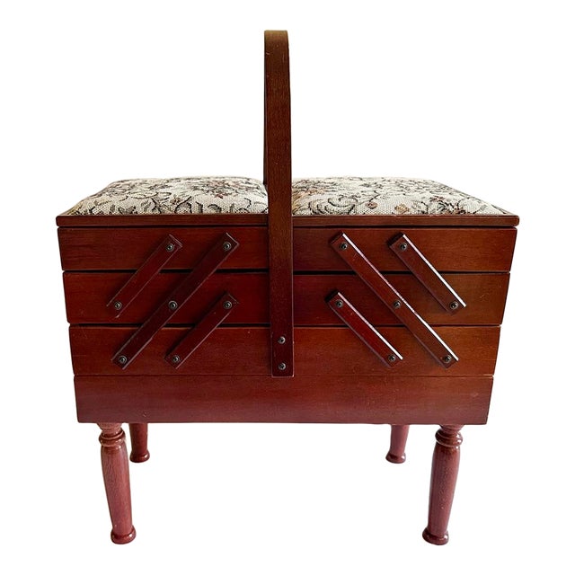 1970s Expandable Sewing Basket For Sale