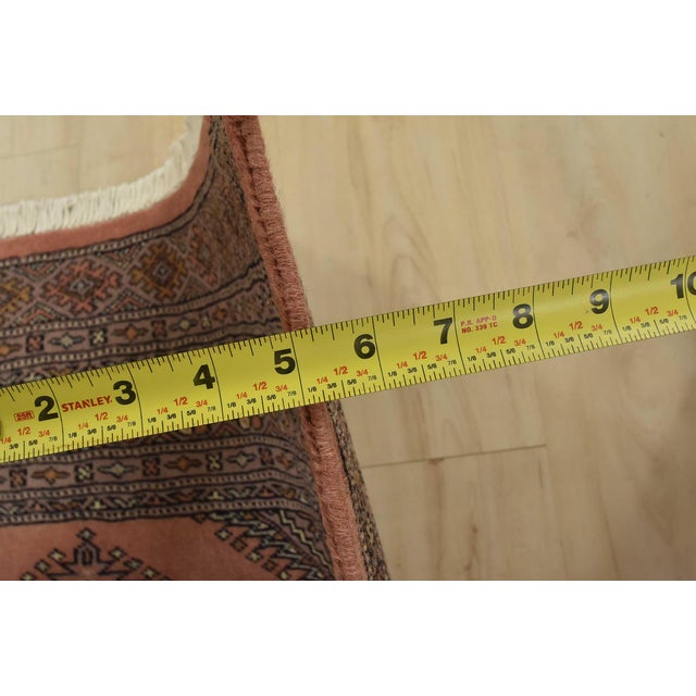 Bokhara Jaldar Rug 3’1” X 4’10” Pink Wool Tribal Hand-Knotted Oriental Carpet For Sale - Image 9 of 11