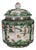 Vintage Chinese Green Ground Famille Rose "Figural" Covered Jar With Old Museum Label For Sale
