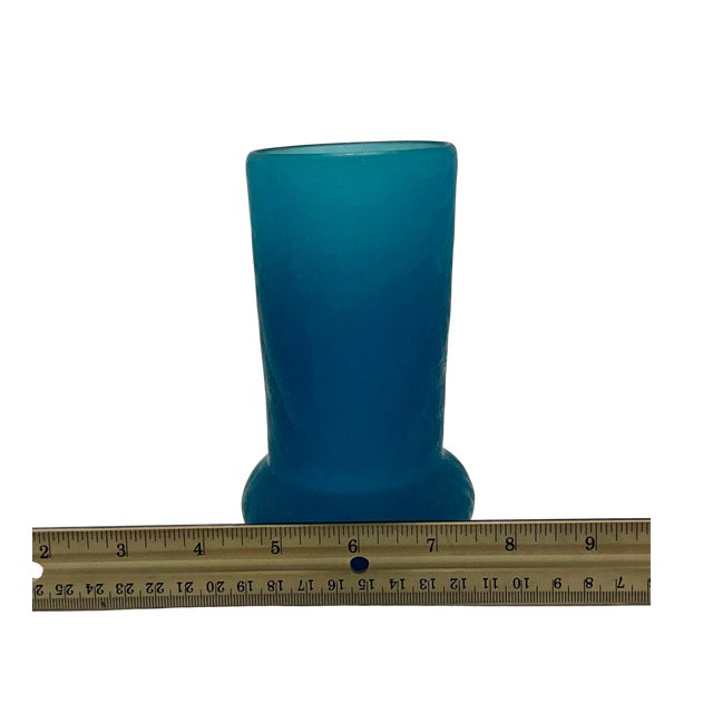 Vintage Turquoise Crackle Glass Vase For Sale - Image 10 of 10