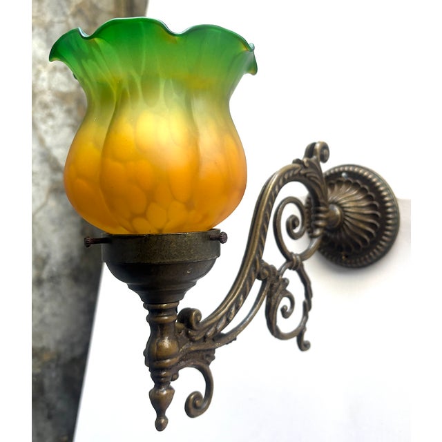 French Brass and Glass Wall Lamps, 1960s, Set of 2, in Very Good conditions. Designed 1960 to 1969 I have official proof...