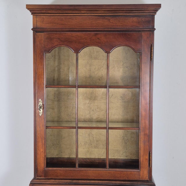 Queen Anne Late 20th Century Petite Ladies Mahogany Secretary Writing Desk Curio Display Cabinet For Sale - Image 3 of 11
