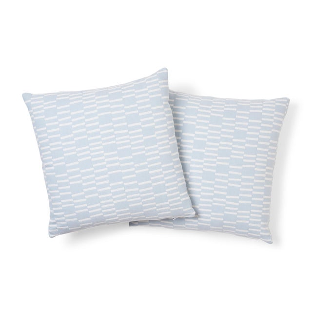 Contemporary Schumacher X Caroline Z Hurley Cedar Tree Neck 16" Pillow in Sky For Sale - Image 3 of 6
