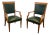 1940s Pair of oak and leather armchairs by De Coene Frères For Sale
